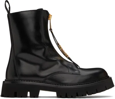 Moschino Black Mini Lettering Logo Boots