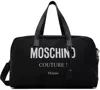 MOSCHINO BLACK 'MOSCHINO COUTURE' NYLON TRAVEL DUFFLE BAG