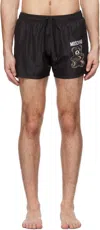 Moschino Black '' Teddy Bear Swim Shorts In Multi Black