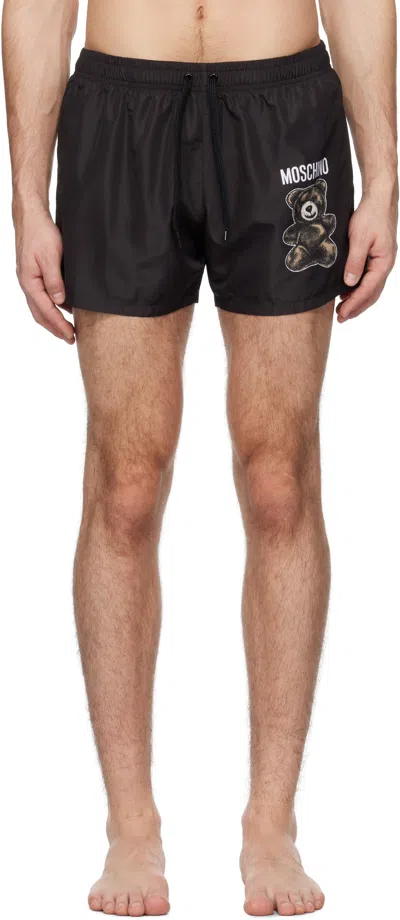 Moschino Black '' Teddy Bear Swim Shorts In Multi Black