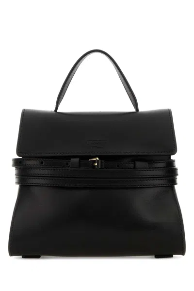 MOSCHINO MOSCHINO BLACK NAPPA LEATHER SMALL TIE ME HANDBAG
