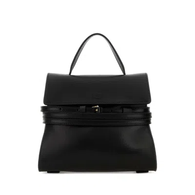 Moschino Black Nappa Leather Small Tie Me Handbag