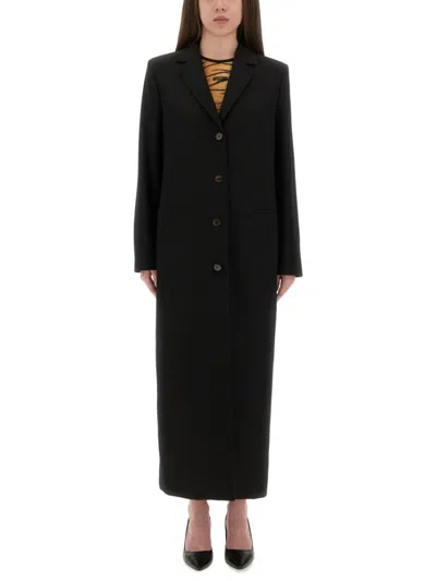 Moschino Black Notched Lapel Trench Coat