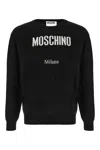 Moschino Crewneck Sweater With Logo In Wool Blend In Black