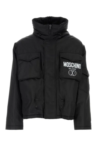 MOSCHINO BLACK NYLON PADDED JACKET