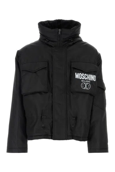 MOSCHINO BLACK NYLON PADDED JACKET