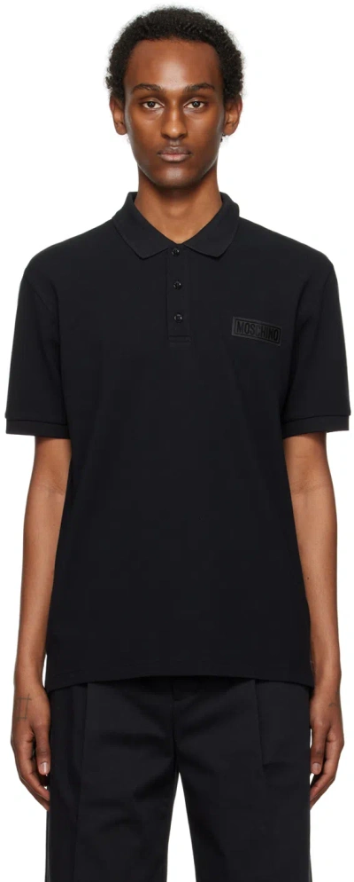 Moschino Black Patch Polo In A0555 Black