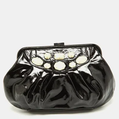 Moschino Black Patent Leather Clutches