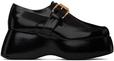 Moschino Black Platform Loafers In 000 Black Abbrasived