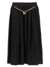 Moschino Heart-charm Ruched Midi Skirt In Black