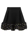 Moschino Polka Dots Wool Blend Diagonal Miniskirt In Black