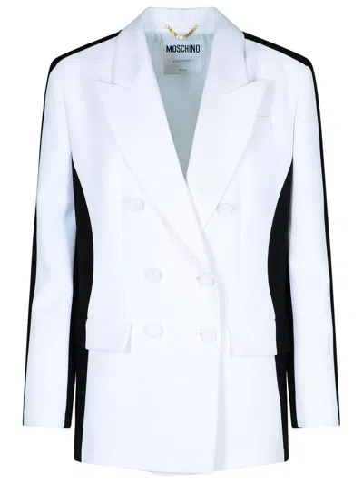 Moschino Black Polyester Blend Blazer In White