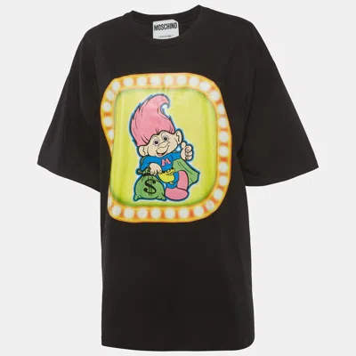 Pre-owned Moschino Black Printed Jersey T-shirt L