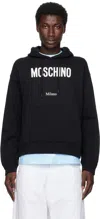 Moschino Cotton Hoodie With Drawstrings And Kangaroo Pocket In Black