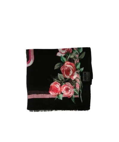 Moschino Black Printed Silk Scarf