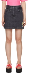 Moschino Black Puzzle Bobble Denim Skirt In A0555 Black