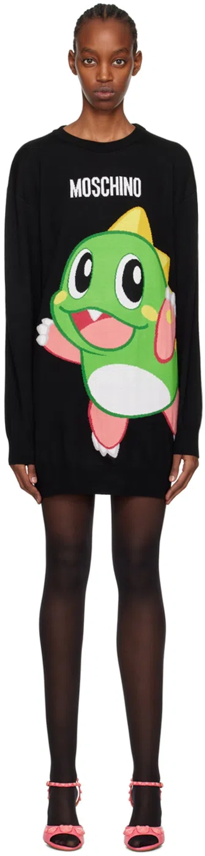 Moschino Black Puzzle Bobble Minidress In A1555 Fantasy Black