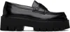 Moschino Black Question Stitch Loafers In 00a Black