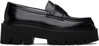Moschino Black Question Stitch Loafers In 00a Black