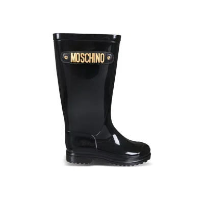Moschino Black Rain Boots For Girl With Logo