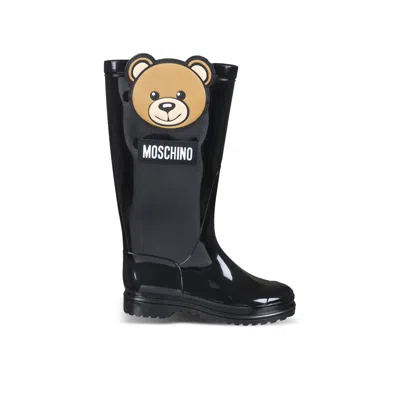 Moschino Kids' Teddy Bear-motif Boots In Black