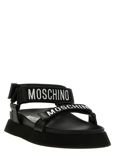 Moschino Black Rubber Logo Sandals