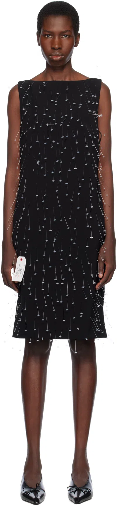 Moschino Black Shop Tag Midi Dress In Multicolor