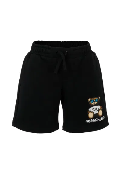 Moschino Kids' Black Shorts For Boy With Teddy Bear