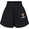 MOSCHINO BLACK SHORTS FOR GIRL WITH TEDDY BEAR AND LOGO