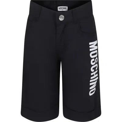 Moschino Black Shorts For Kids With Logo