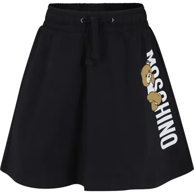 Moschino Kids' Black Skirt For Girl With Teddy Bear And Logo