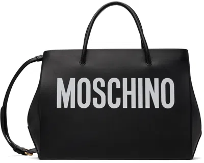 Moschino Black Small Shopper Tote In A1555 Fantasy Print