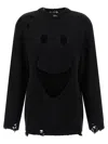 Moschino Distressed Knitwear Crew Neck Long Sleeve In Black