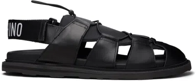 Moschino Black Sporty Sandals