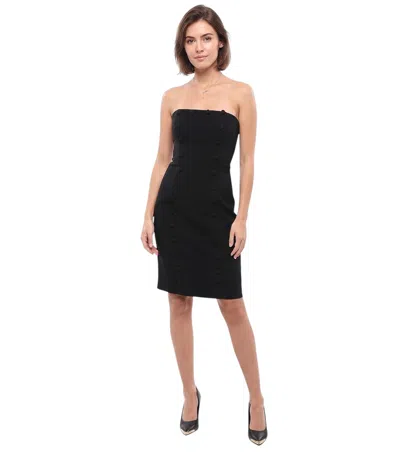 Moschino Black Strapless Mini Dress In White