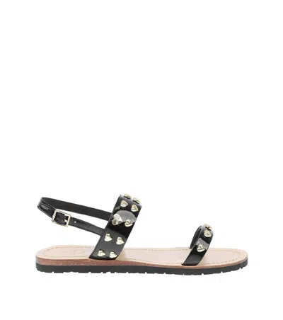 Moschino Black Studded Sandals In Multi