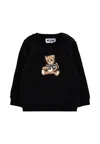 Moschino Black Sweatshirt For Baby Girl With Teddy Bear In Black