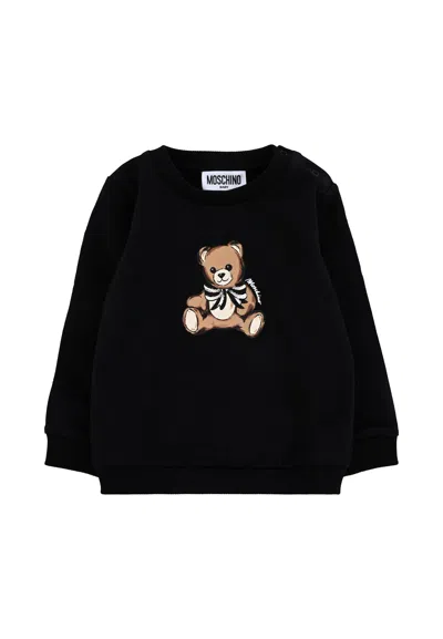 Moschino Black Sweatshirt For Baby Girl With Teddy Bear