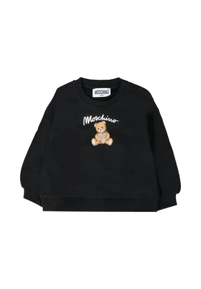 MOSCHINO BLACK SWEATSHIRT FOR BABY GIRL WITH TEDDY BEAR