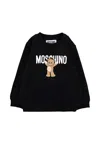 Moschino Black Sweatshirt For Babykids With Teddy Bear In Black