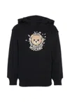 Moschino Black Sweatshirt For Girl With Teddy Bear In Black