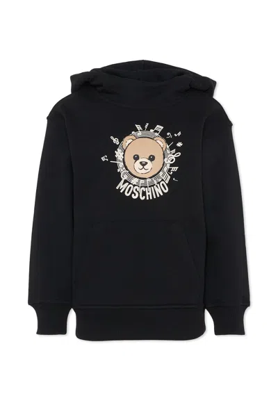 Moschino Kids' Black Sweatshirt For Girl With Teddy Bear