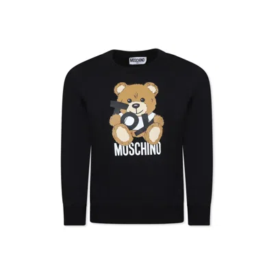 Moschino Black Sweatshirt For Kids With Teddy Bear
