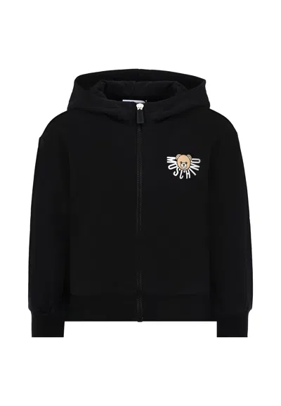 Moschino Black Sweatshirt For Kids With Teddy Bear