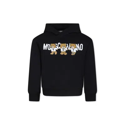 Moschino Black Sweatshirt For Kids With Three Teddy Bears