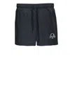 Moschino Laurel Crown Logo Beach Boxer Shorts In Black