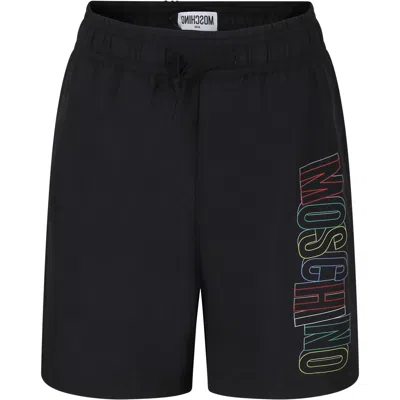 Moschino Kids' Black Swim Shorts For Boy With Logo
