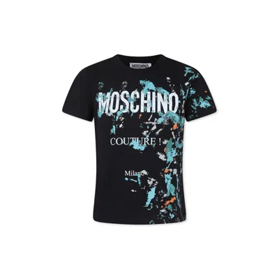 Moschino Kids' Logo-print Cotton T-shirt In Black