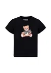 Moschino Black T-shirt For Girl With Teddy Bear In Multi