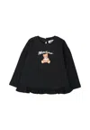 Moschino Black Sweatshirt For Baby Girl With Teddy Bear In Black
